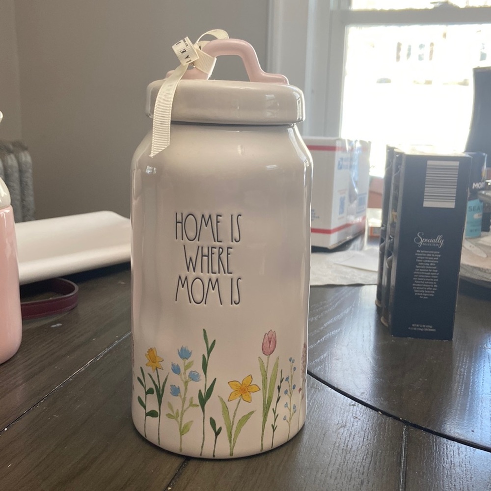 Rae Dunn home is where mom is canister